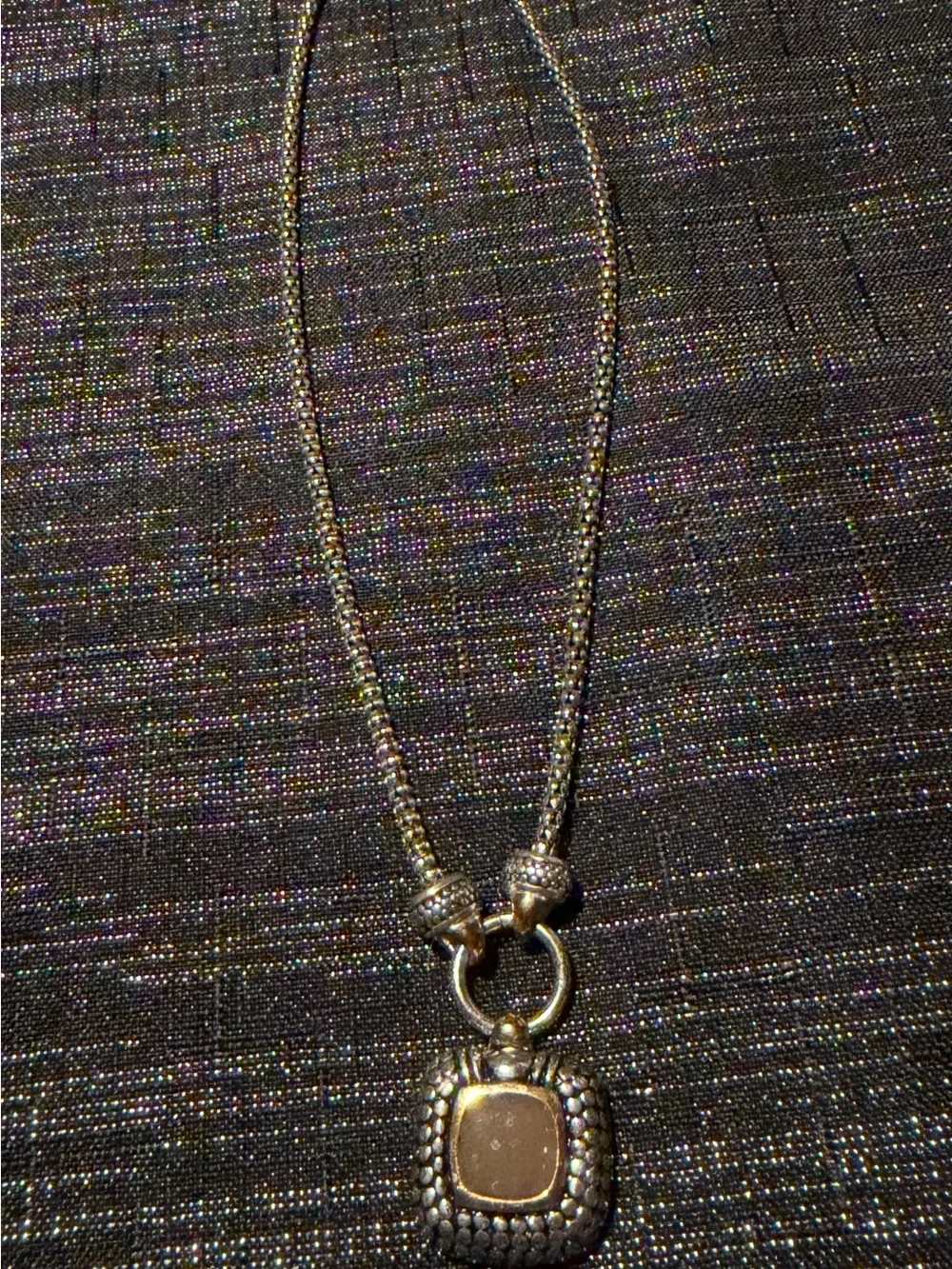 Two-Tone Necklace with Taupe Pendant